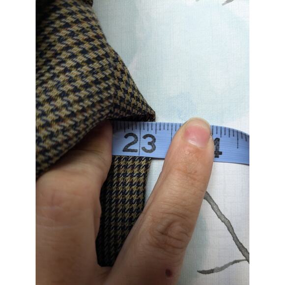 VTG Oscar De La Renta Men's Tan Houndstooth Sport Coat Sz 44L Beige Navy Office - Picture 9 of 12